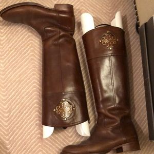 Tory Burch brown leather riding boots